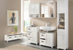 welltime Hochschrank »Venezia Landhaus« Badmöbel, aus massiver Kiefer, 2 Türen, 1 Schublade, Breite 33 cm