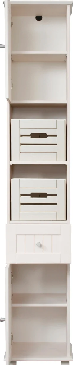 welltime Hochschrank »Venezia Landhaus« Badmöbel, aus massiver Kiefer, 2 Türen, 1 Schublade, Breite 33 cm