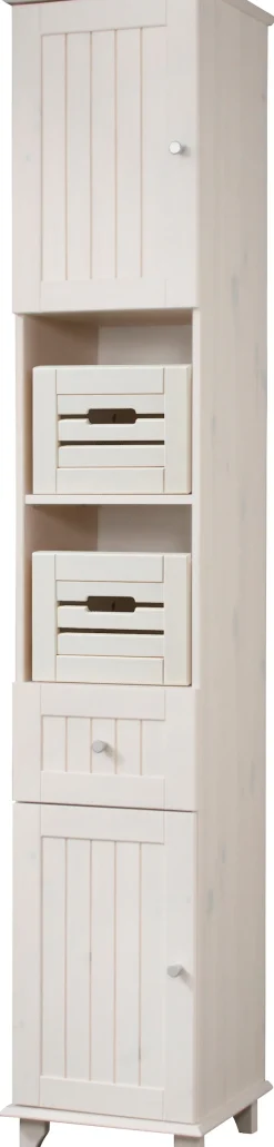 welltime Hochschrank »Venezia Landhaus« Badmöbel, aus massiver Kiefer, 2 Türen, 1 Schublade, Breite 33 cm