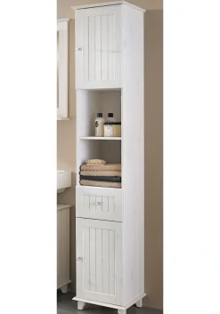 welltime Hochschrank »Venezia Landhaus« Badmöbel, aus massiver Kiefer, 2 Türen, 1 Schublade, Breite 33 cm