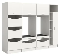 welltime Mehrzweckschrank-Set »FALAS,4-teilig, Hauswirtschaftsraum Set, Breite 242 cm« 2x Waschmaschinenumbauschrank, 1x Wäscheschrank & 1x Mehrzweckschrank,