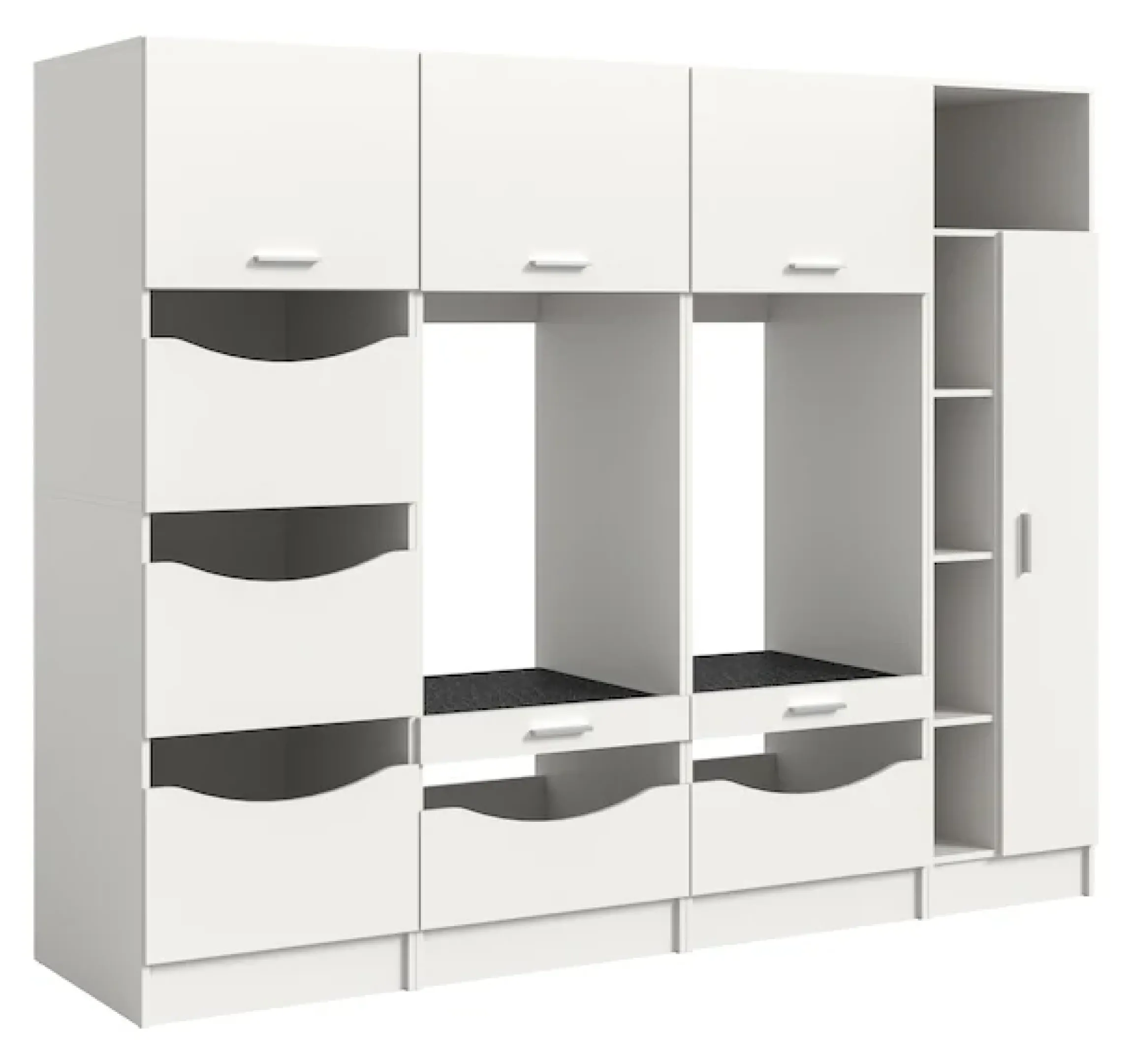 welltime Mehrzweckschrank-Set »FALAS,4-teilig, Hauswirtschaftsraum Set, Breite 242 cm« 2x Waschmaschinenumbauschrank, 1x Wäscheschrank & 1x Mehrzweckschrank,