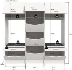 welltime Mehrzweckschrank-Set »FALAS,3-teilig, Hauswirtschaftsraum Set, Breite 192 cm« bestehend aus: 2x Waschmaschinenumbauschrank und 1x Wäscheschrank,