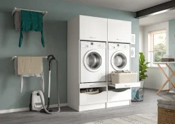 welltime Mehrzweckschrank-Set »FALAS,2-teilig, Hauswirtschaftsraum Set, Breite 133 cm« bestehend aus: 2x Waschmaschinenumbauschrank, in verschiedenen Farben,