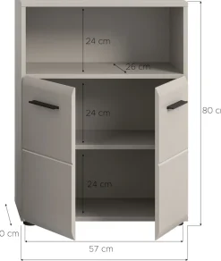 welltime Midischrank »FLORENZ,Breite 60 cm, 2 Türen, 1 Fachboden, 1 offene Fach« TOPSELLER!, 1 Stk. tlg. hochwertige MDF Front, Griff schwarz, Badschrank, Bad