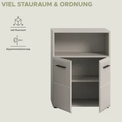 welltime Midischrank »FLORENZ,Breite 60 cm, 2 Türen, 1 Fachboden, 1 offene Fach« TOPSELLER!, 1 Stk. tlg. hochwertige MDF Front, Griff schwarz, Badschrank, Bad