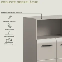 welltime Midischrank »FLORENZ,Breite 60 cm, 2 Türen, 1 Fachboden, 1 offene Fach« TOPSELLER!, 1 Stk. tlg. hochwertige MDF Front, Griff schwarz, Badschrank, Bad