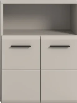welltime Midischrank »FLORENZ,Breite 60 cm, 2 Türen, 1 Fachboden, 1 offene Fach« TOPSELLER!, 1 Stk. tlg. hochwertige MDF Front, Griff schwarz, Badschrank, Bad