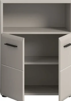 welltime Midischrank »FLORENZ,Breite 60 cm, 2 Türen, 1 Fachboden, 1 offene Fach« TOPSELLER!, 1 Stk. tlg. hochwertige MDF Front, Griff schwarz, Badschrank, Bad