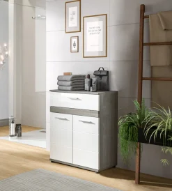 welltime Midischrank »LUCCA, Höhe 79 cm, 2 Türen, 1 Schubkasten, 1 Einlegeboden« Badschrank, Bad-Möbel, Badezimmer