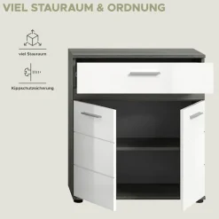 welltime Midischrank »LUCCA, Höhe 79 cm, 2 Türen, 1 Schubkasten, 1 Einlegeboden« Badschrank, Bad-Möbel, Badezimmer