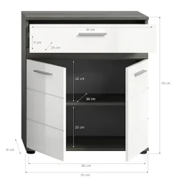 welltime Midischrank »LUCCA, Höhe 79 cm, 2 Türen, 1 Schubkasten, 1 Einlegeboden« Badschrank, Bad-Möbel, Badezimmer