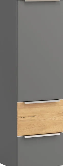 welltime Midischrank »TRIENT, Midischrank 40 cm, Softclose-Auszüge und gedämpfte Scharniere« Maße (B/H/T): ca. 40/130/35 cm,onyx-grey/Wildeiche, Softclose-Metallauszüge