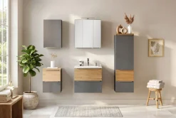 welltime Midischrank »TRIENT, Midischrank 40 cm, Softclose-Auszüge und gedämpfte Scharniere« Maße (B/H/T): ca. 40/130/35 cm,onyx-grey/Wildeiche, Softclose-Metallauszüge