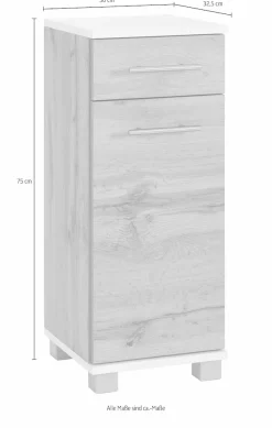 welltime Seitenschrank »Emmi, Breite 30 cm« Wechselbarer Türanschlag, Metallbeschläge