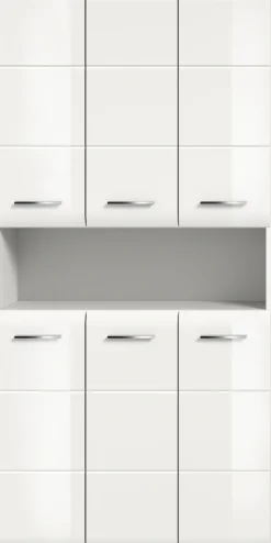 welltime Stauraumschrank »FLORENZ,Höhe 185 cm, 4 oder 6 Türen, viel Stauraum« TOPSELLER!, 1 Stk. tlg. hochwertige MDF Front, Griff schwarz, Badschrank, Bad