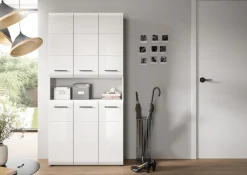 welltime Stauraumschrank »FLORENZ,Höhe 185 cm, 4 oder 6 Türen, viel Stauraum« TOPSELLER!, 1 Stk. tlg. hochwertige MDF Front, Griff schwarz, Badschrank, Bad