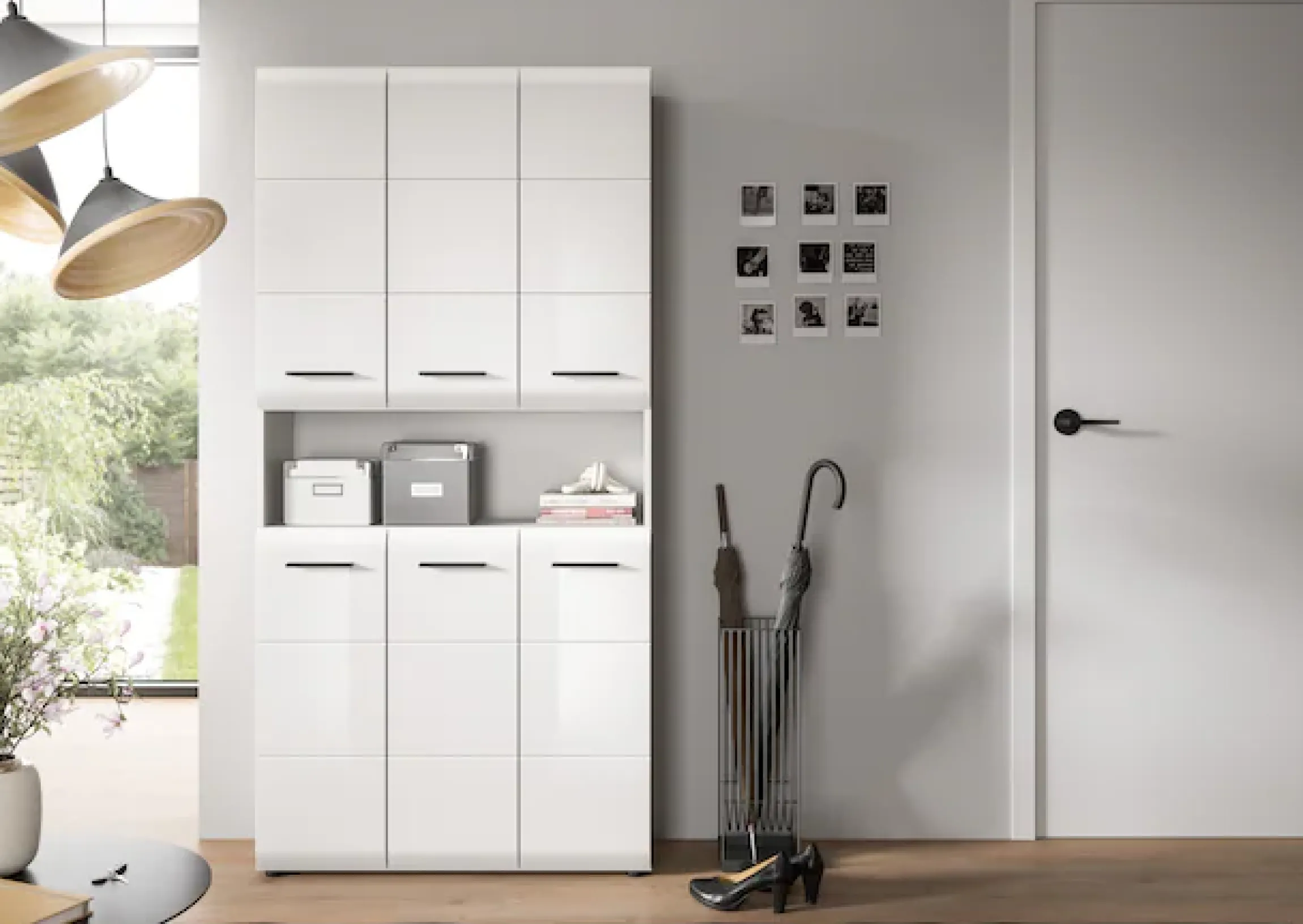 welltime Stauraumschrank »FLORENZ,Höhe 185 cm, 4 oder 6 Türen, viel Stauraum« TOPSELLER!, 1 Stk. tlg. hochwertige MDF Front, Griff schwarz, Badschrank, Bad