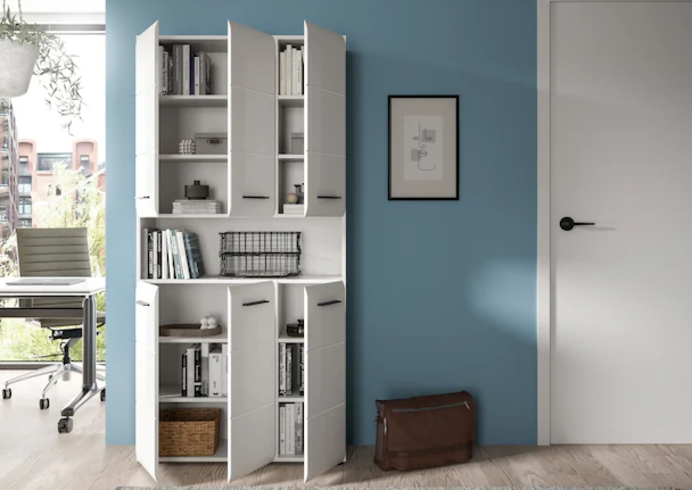 welltime Stauraumschrank »FLORENZ,Höhe 185 cm, 4 oder 6 Türen, viel Stauraum« TOPSELLER!, 1 Stk. tlg. hochwertige MDF Front, Griff schwarz, Badschrank, Bad