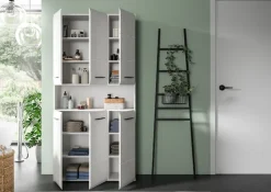 welltime Stauraumschrank »FLORENZ,Höhe 185 cm, 4 oder 6 Türen, viel Stauraum« TOPSELLER!, 1 Stk. tlg. hochwertige MDF Front, Griff schwarz, Badschrank, Bad