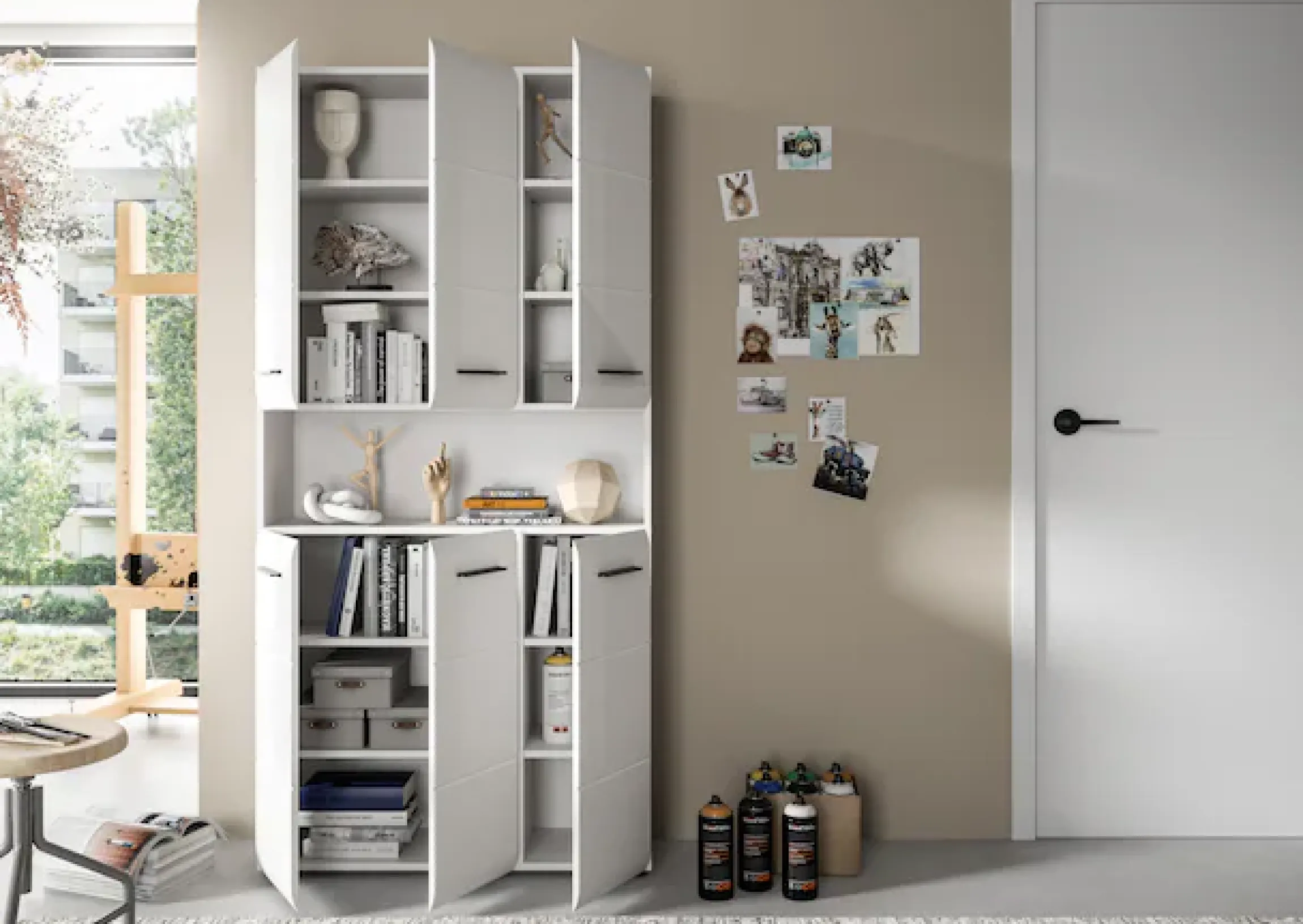 welltime Stauraumschrank »FLORENZ,Höhe 185 cm, 4 oder 6 Türen, viel Stauraum« TOPSELLER!, 1 Stk. tlg. hochwertige MDF Front, Griff schwarz, Badschrank, Bad
