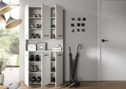welltime Stauraumschrank »FLORENZ,Höhe 185 cm, 4 oder 6 Türen, viel Stauraum« TOPSELLER!, 1 Stk. tlg. hochwertige MDF Front, Griff schwarz, Badschrank, Bad