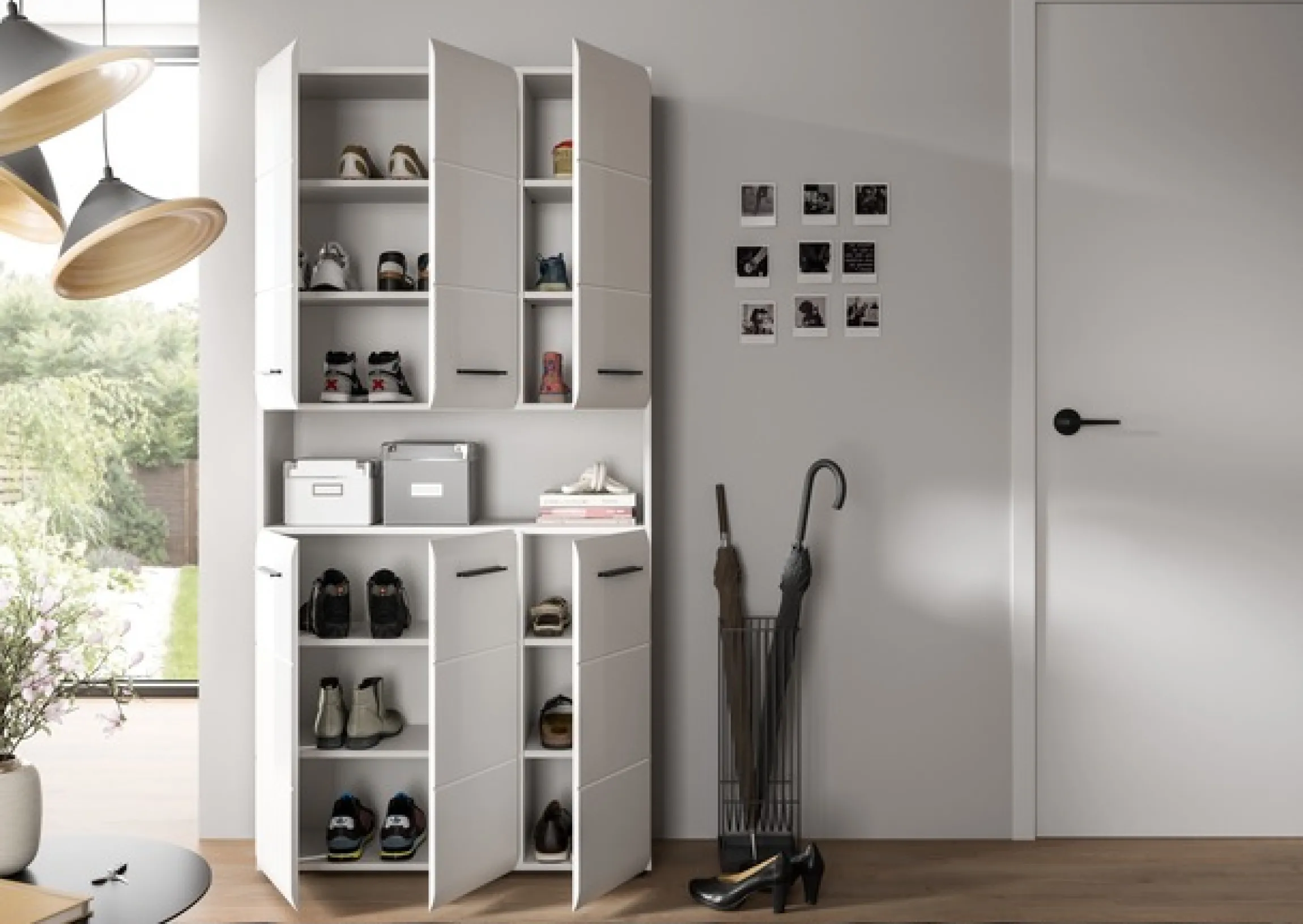 welltime Stauraumschrank »FLORENZ,Höhe 185 cm, 4 oder 6 Türen, viel Stauraum« TOPSELLER!, 1 Stk. tlg. hochwertige MDF Front, Griff schwarz, Badschrank, Bad
