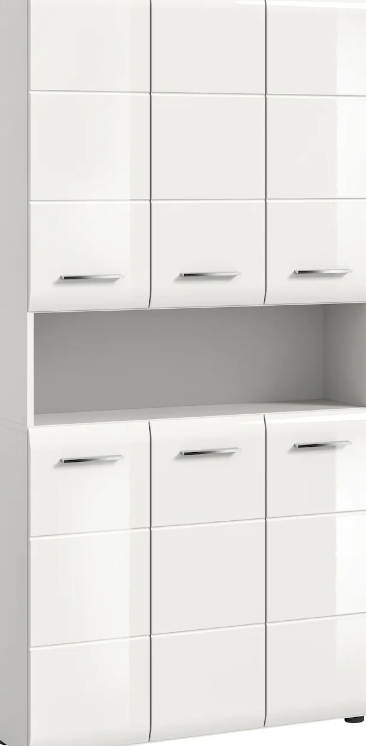 welltime Stauraumschrank »FLORENZ,Höhe 185 cm, 4 oder 6 Türen, viel Stauraum« TOPSELLER!, 1 Stk. tlg. hochwertige MDF Front, Griff schwarz, Badschrank, Bad