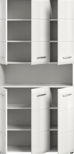 welltime Stauraumschrank »FLORENZ,Höhe 185 cm, 4 oder 6 Türen, viel Stauraum« TOPSELLER!, 1 Stk. tlg. hochwertige MDF Front, Griff schwarz, Badschrank, Bad