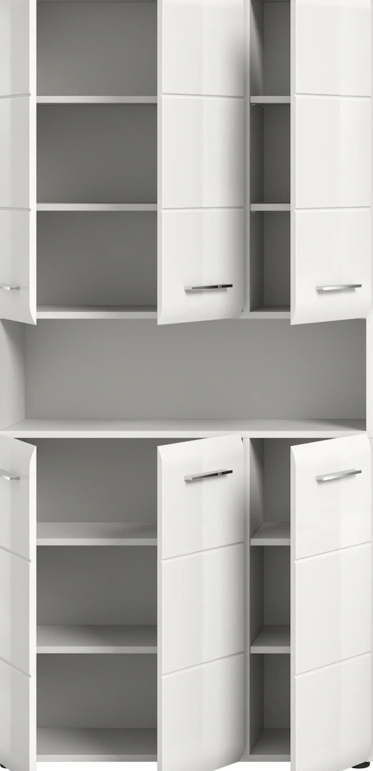 welltime Stauraumschrank »FLORENZ,Höhe 185 cm, 4 oder 6 Türen, viel Stauraum« TOPSELLER!, 1 Stk. tlg. hochwertige MDF Front, Griff schwarz, Badschrank, Bad