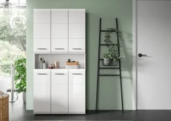 welltime Stauraumschrank »FLORENZ,Höhe 185 cm, 4 oder 6 Türen, viel Stauraum« TOPSELLER!, 1 Stk. tlg. hochwertige MDF Front, Griff schwarz, Badschrank, Bad