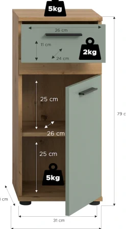 welltime Unterschrank »LUCCA, Breite 35cm, 1 Tür (TA wechselbar), 1 Schubkasten« MDF Front, Badmöbel, Badschrank, Schrank, Bad, Badezimmer