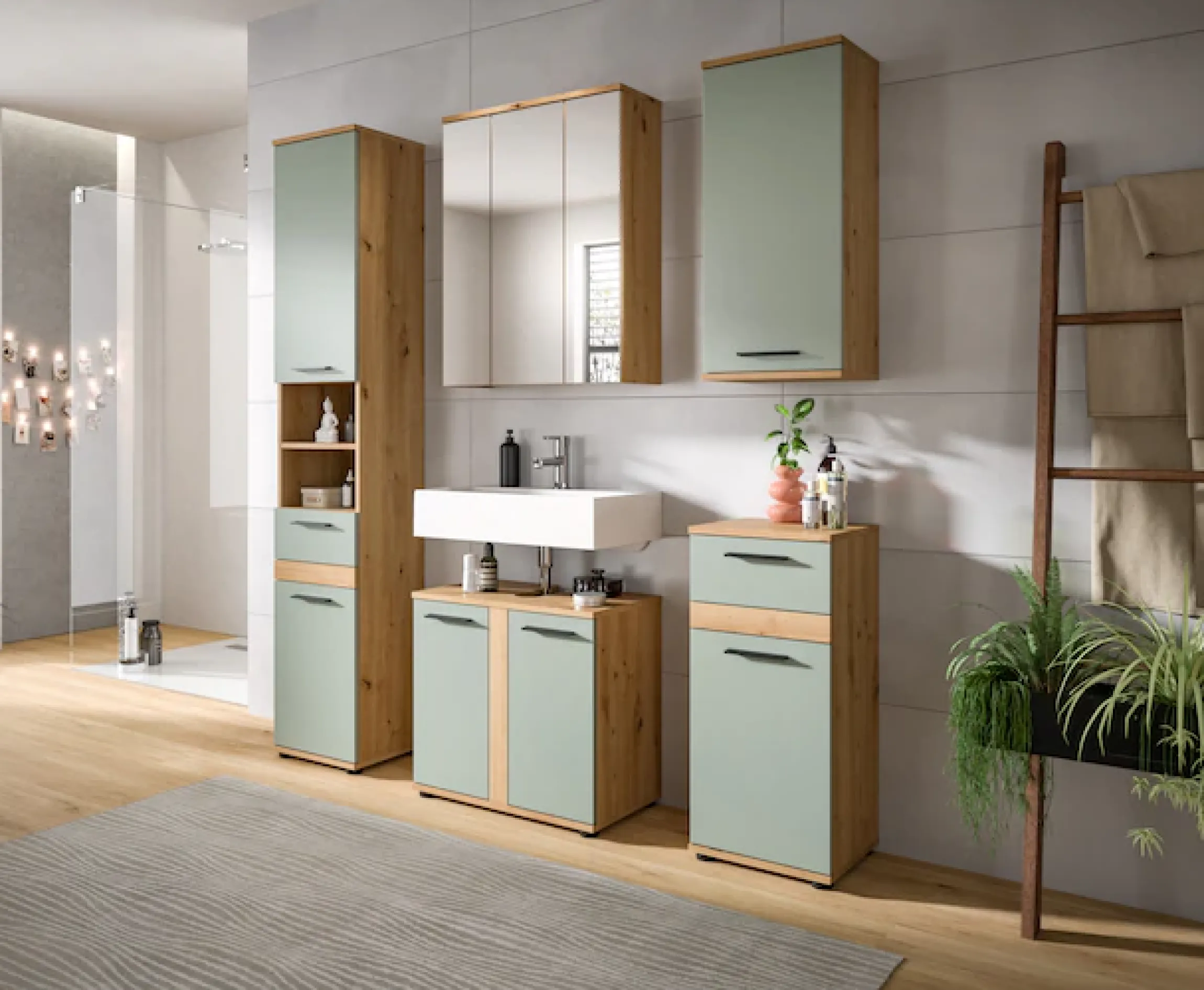 welltime Unterschrank »LUCCA, Breite 35cm, 1 Tür (TA wechselbar), 1 Schubkasten« MDF Front, Badmöbel, Badschrank, Schrank, Bad, Badezimmer
