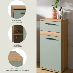 welltime Unterschrank »LUCCA, Breite 35cm, 1 Tür (TA wechselbar), 1 Schubkasten« MDF Front, Badmöbel, Badschrank, Schrank, Bad, Badezimmer