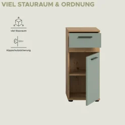 welltime Unterschrank »LUCCA, Breite 35cm, 1 Tür (TA wechselbar), 1 Schubkasten« MDF Front, Badmöbel, Badschrank, Schrank, Bad, Badezimmer