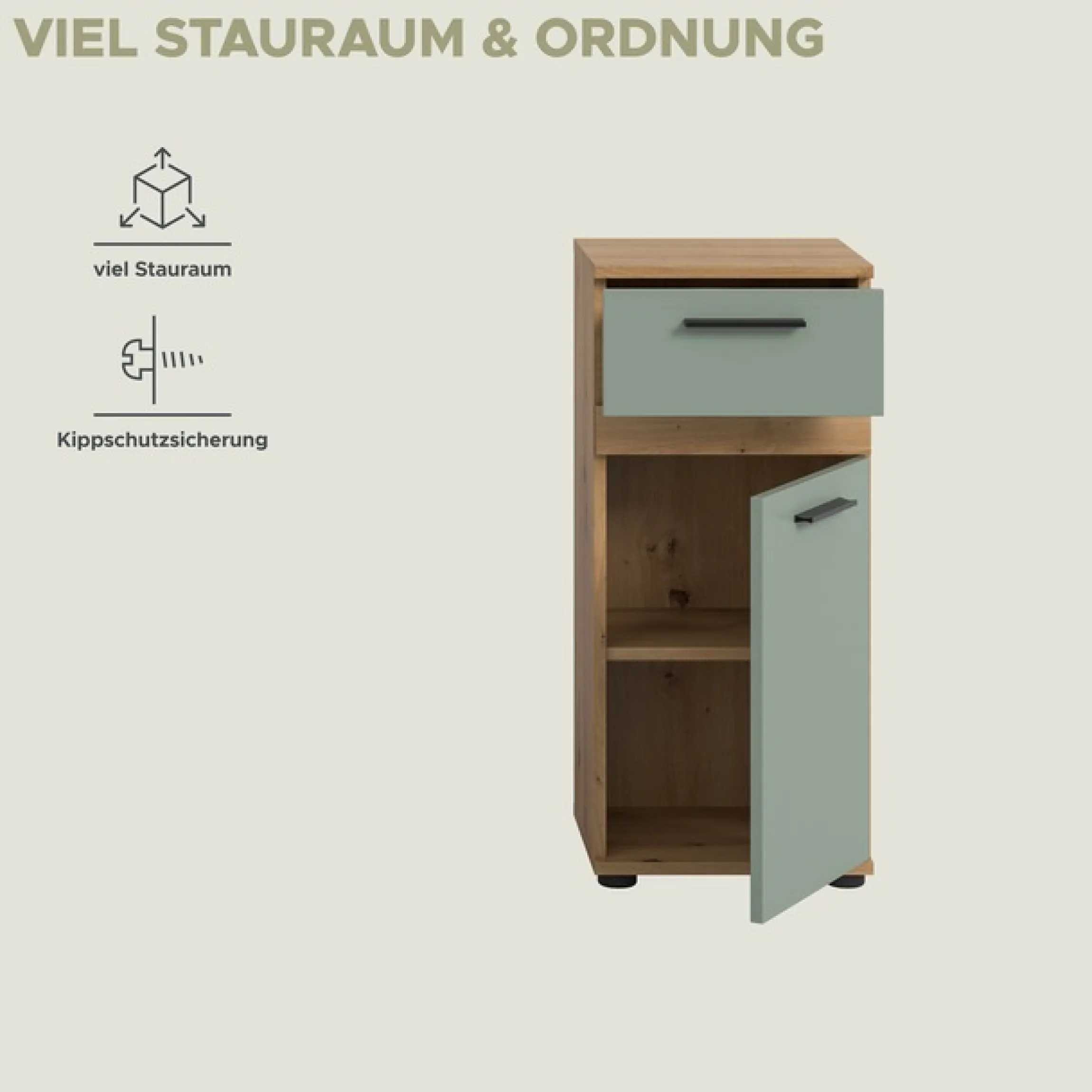 welltime Unterschrank »LUCCA, Breite 35cm, 1 Tür (TA wechselbar), 1 Schubkasten« MDF Front, Badmöbel, Badschrank, Schrank, Bad, Badezimmer