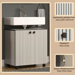 welltime Waschbeckenunterschrank »Amrum« Waschtisch auf Rollen - (B/T/H) wahlweise 60-80/42/64 cm