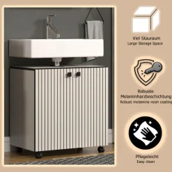 welltime Waschbeckenunterschrank »Amrum« Waschtisch auf Rollen - (B/T/H) wahlweise 60-80/42/64 cm