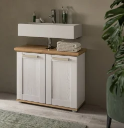 welltime Waschbeckenunterschrank »COSENZA, Breite 69cm, 2 Türen, 1 Einlegeboden, mit Siphonausschnitt« in Landhausoptik, mit weiteren Artikel der Serie kombinierbar, 1 Stk. tlg. Waschbeckenunterschrank, WBU, Bad, Badezimmer