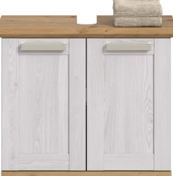 welltime Waschbeckenunterschrank »COSENZA, Breite 69cm, 2 Türen, 1 Einlegeboden, mit Siphonausschnitt« in Landhausoptik, mit weiteren Artikel der Serie kombinierbar, 1 Stk. tlg. Waschbeckenunterschrank, WBU, Bad, Badezimmer