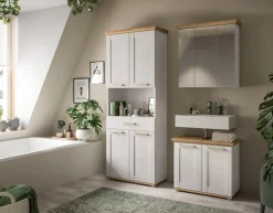 welltime Waschbeckenunterschrank »COSENZA, Breite 69cm, 2 Türen, 1 Einlegeboden, mit Siphonausschnitt« in Landhausoptik, mit weiteren Artikel der Serie kombinierbar, 1 Stk. tlg. Waschbeckenunterschrank, WBU, Bad, Badezimmer