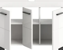 welltime Waschbeckenunterschrank »AVON, Breite 80 cm, 3 Türen, 3 Einlegböden, 6 Fächer« mit Siphonausschnitt 22x8 cm, Rückwand mit Ausschitt,Badmöbel, Badschrank, Unterschrank, Waschtisch, Kommode, Bad