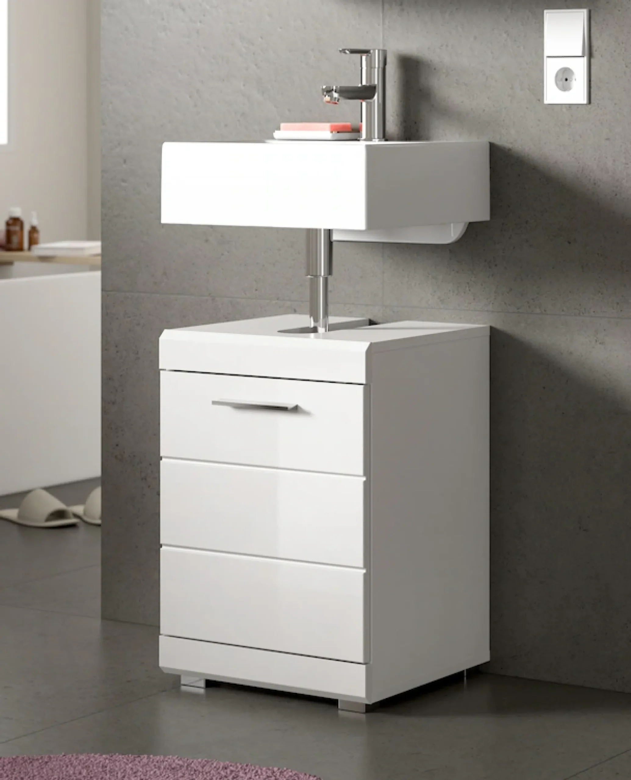 welltime Waschbeckenunterschrank »SIENA, Breite 40cm, 1 Tür, 1 Einlegeboden, 2 Fächer, MDF-Front« WBU, Badmöbel, Badschrank, Kommode, Unterschrank, Bad, Badezimmer