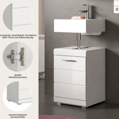 welltime Waschbeckenunterschrank »SIENA, Breite 40cm, 1 Tür, 1 Einlegeboden, 2 Fächer, MDF-Front« WBU, Badmöbel, Badschrank, Kommode, Unterschrank, Bad, Badezimmer