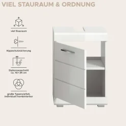 welltime Waschbeckenunterschrank »SIENA, Breite 40cm, 1 Tür, 1 Einlegeboden, 2 Fächer, MDF-Front« WBU, Badmöbel, Badschrank, Kommode, Unterschrank, Bad, Badezimmer
