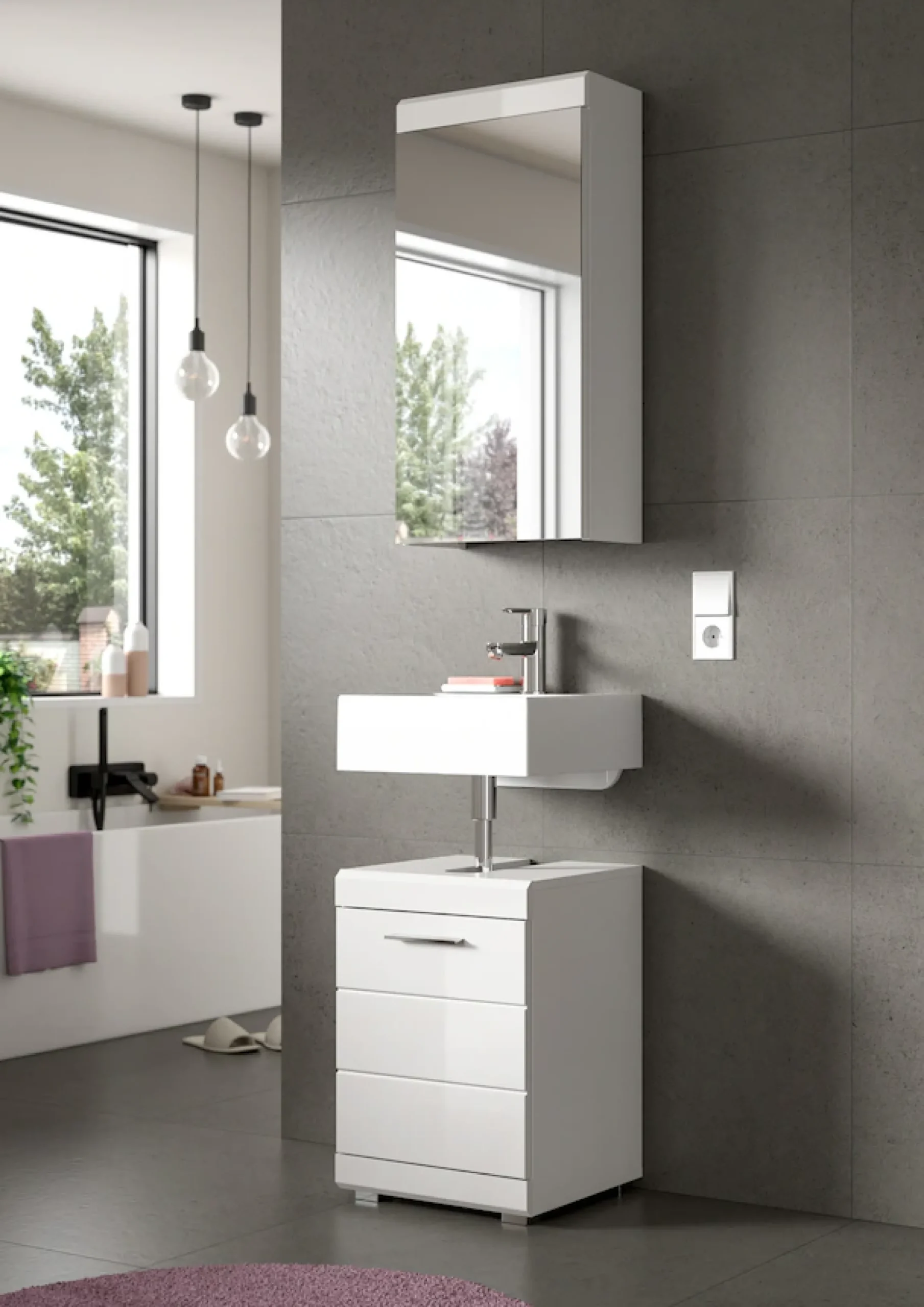 welltime Waschbeckenunterschrank »SIENA, Breite 40cm, 1 Tür, 1 Einlegeboden, 2 Fächer, MDF-Front« WBU, Badmöbel, Badschrank, Kommode, Unterschrank, Bad, Badezimmer