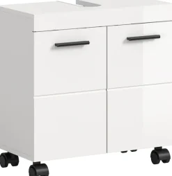 welltime Waschbeckenunterschrank »AVON, Breite 60 cm, 2 Türen, 1 Einlegboden, 2 Fächer« mit Siphonausschnitt 22x8 cm, Rückwand mit Ausschitt,Badmöbel, Badschrank, Unterschrank, Waschtisch, Kommode, Bad