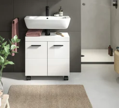 welltime Waschbeckenunterschrank »AVON, Breite 60 cm, 2 Türen, 1 Einlegboden, 2 Fächer« mit Siphonausschnitt 22x8 cm, Rückwand mit Ausschitt,Badmöbel, Badschrank, Unterschrank, Waschtisch, Kommode, Bad