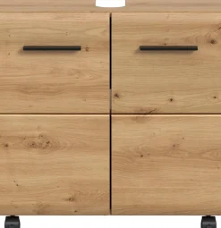 welltime Waschbeckenunterschrank »FLORENZ,Breite 60cm, inkl. Siphonausschnitt, mit Türen oder Schüben« TOPSELLER!,hochwertige MDF Front, Griff schwarz, Badschrank, Bad