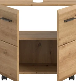 welltime Waschbeckenunterschrank »FLORENZ,Breite 60cm, inkl. Siphonausschnitt, mit Türen oder Schüben« TOPSELLER!,hochwertige MDF Front, Griff schwarz, Badschrank, Bad